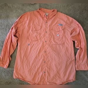 Men's Coral Button-Up Shirt